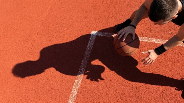 Basketball player dribbling on court
