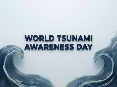 World tsunami awareness day banner with ocean waves illustration