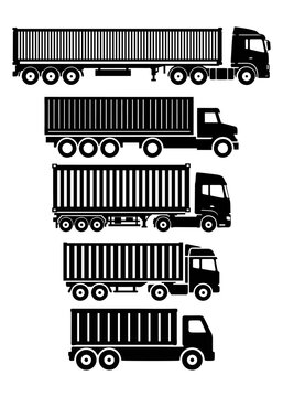 long container semi truck silhouette