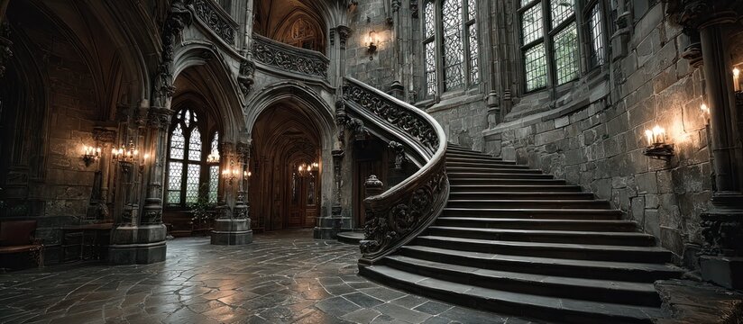 grand staircase in a historic building.