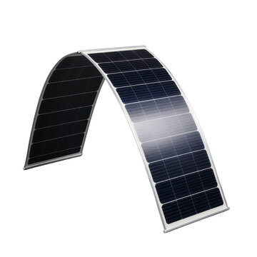 Flexible solar panel bending on black background