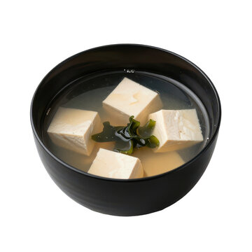 Traditional Japanese miso soup with tofu and seaweed