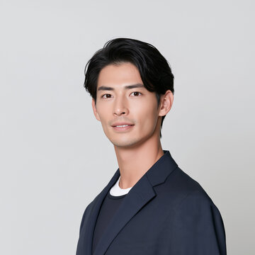 日本人男性, 男性, 若い男性, イケメン, 俳優風, ポートレート, 人物, 顔, 笑顔, ビジネスマン, ビジネス, スーツ, ジャケット, ファッション, ヘアスタイル, 黒髪, 茶髪, 金髪, 清潔感, 爽やか, 美容, メンズビューティー, モデル, スタジオ撮影, 白背景, ベージュ背景, コピースペース, バナー素材, 広告, 広告素材, 人物素材, プロフィール, 証明写真風, 上