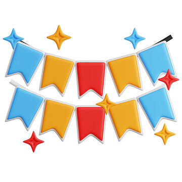 Festive Star Bunting 3D Illustration