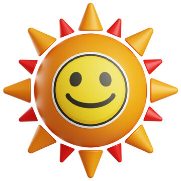 Smiling Bright Sun 3D Illustration