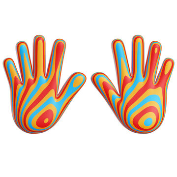 Rainbow Handprint Painting 3D Illustration