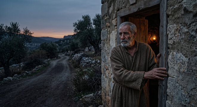 A father grieving over his wayward son, Proverbs 17 Old Testament wisdom biblical scene
