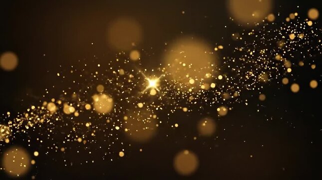 High Resolution Abstract Background with 15 Golden Particle Effects and 2 Glowing Waves Var1