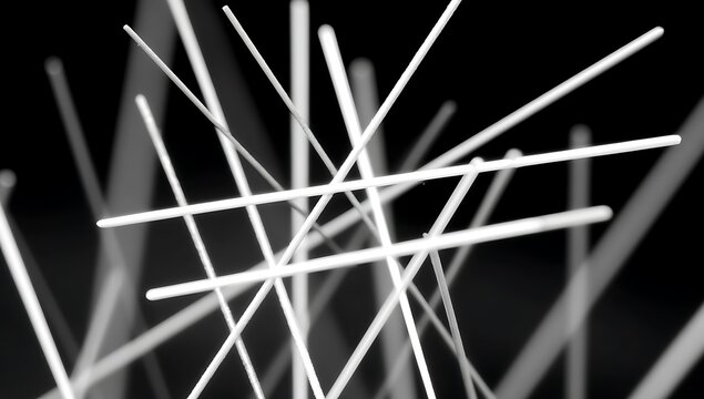 Abstract White Scratch Lines On Black Background With Randomly Spattered Arrangement