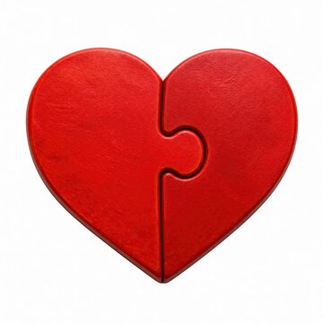 Red heart formed from two interlocking puzzle pieces