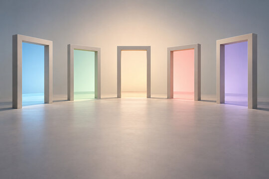 Five colored portals as a choice and decision-making concept
