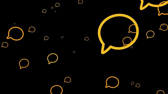 Golden speech bubble icons floating upwards on a transparent background