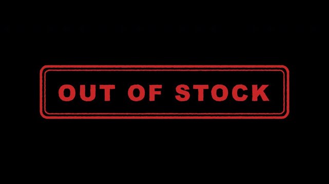 Red out of stock rubber stamp animated sign pack on transparent background
