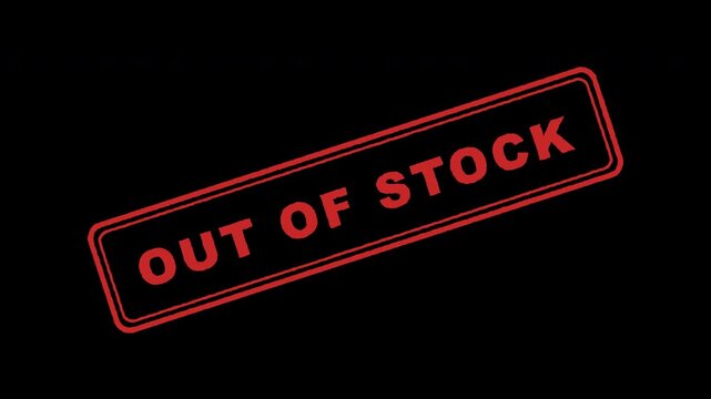 Red out of stock rubber stamp mark stamping isolated on transparent background