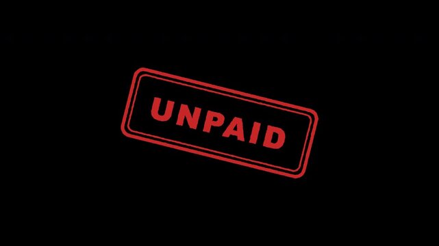 Red unpaid rubber stamp signs appearing on transparent background overlay