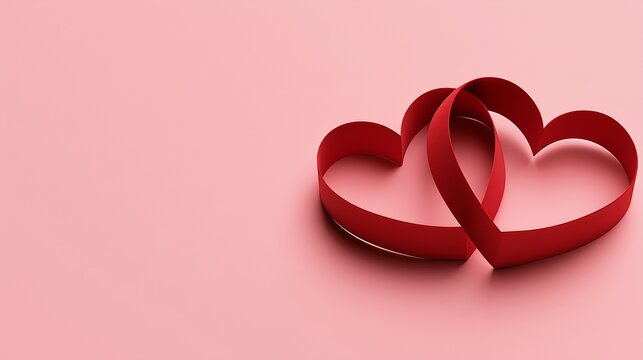International Human Solidarity Day concept, two interlocking red paper hearts with copy space