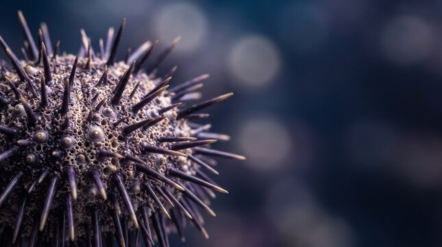 Sea urchin spines pores macro for marine biology awareness and underwater wildlife education