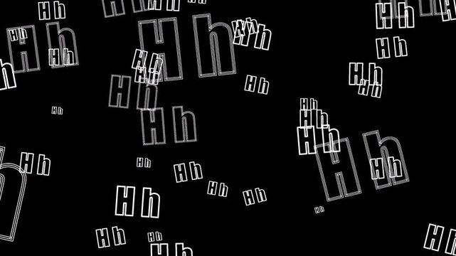 White outline letter H typography elements floating on transparent background