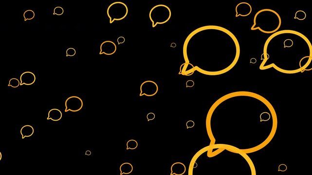 Yellow outline chat bubbles floating upward on a transparent background