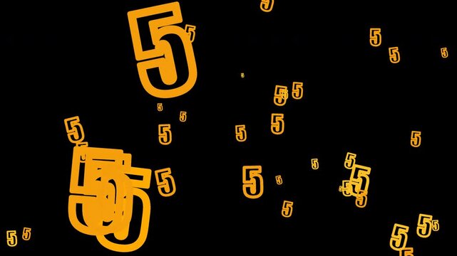 Yellow outline number five digits floating on an alpha transparent background