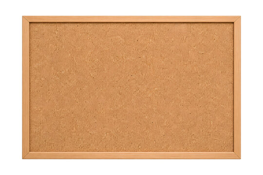 Blank cork pinboard with light wooden rectangular frame