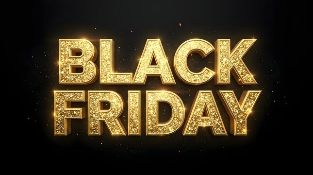 Black Friday golden glitter text celebration holiday commercial banner