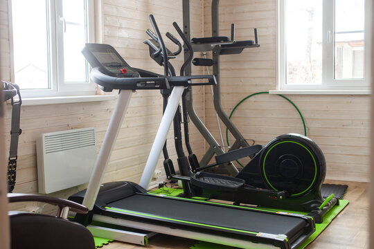 Home Gym with Treadmill, Elliptical Trainer and Pull-Up Bar