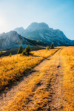 Sunset over the Maglic mountain massif seen from Prijevor saddle in Sutjeska National Park, the highest peak of Bosnia and Herzegovina at golden hour.