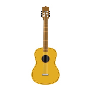 Vector illustration of an acoustic guitar, string musical instruments