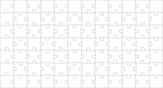  hand drawn jigsaw puzzle outline grid with irregular interlocking puzzle pieces