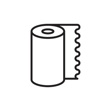 Minimalist bold line icon of a paper towel roll isolated on white background. 