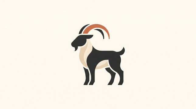 Minimalist Capricorn or goat mascot logo icon vector on off white background