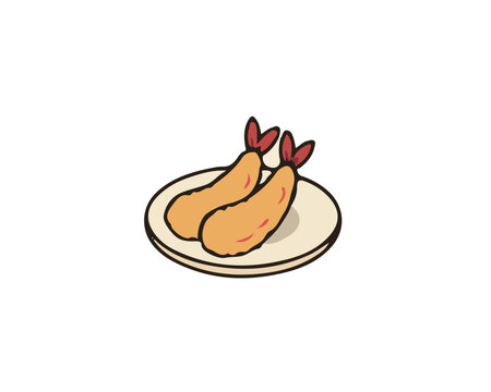 japanese vector tempura shrimp on plate