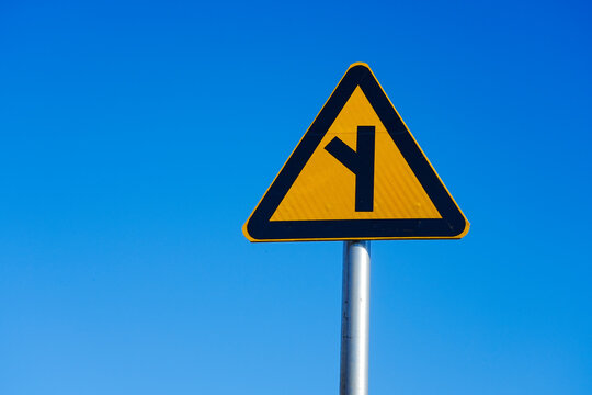 Y-junction Warning Traffic Sign