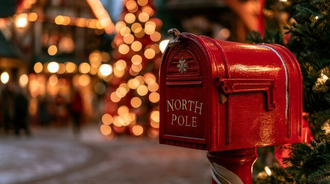 Red North Pole Christmas Mailbox at Festive Village Market