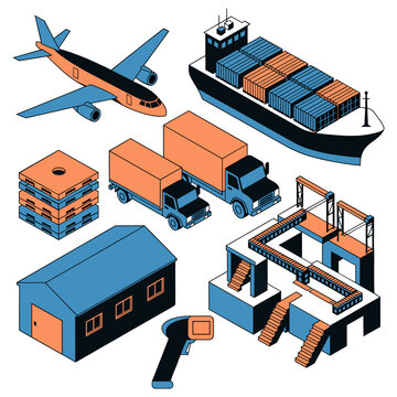 Global Cargo Freight And Supply Chain Logistics Vector
