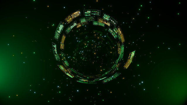 Holographic digital interface with data visualizations