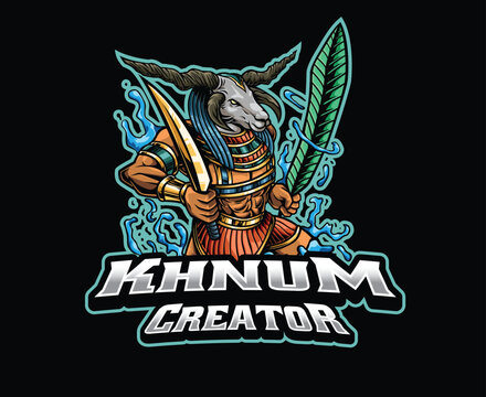 Khnum Egyptian Ram God Mascot Logo Illustration