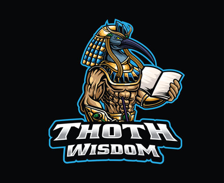 Thoth Egyptian Wisdom God Mascot Logo Illustration
