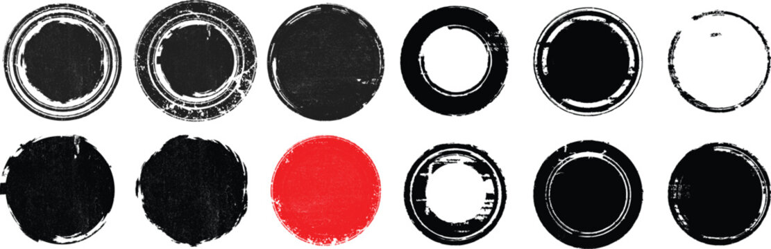 Grunge post Stamps Collection, Circles. Banners, Insignias , Logos, Icons, Labels and Badges Set . vector distress textures.blank shapes.
