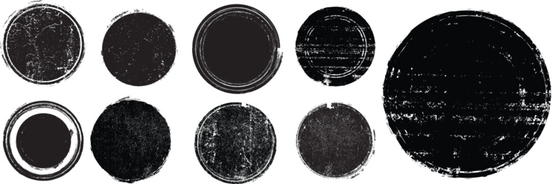 Grunge post Stamps Collection, Circles. Banners, Insignias , Logos, Icons, Labels and Badges Set . vector distress textures.blank shapes.
