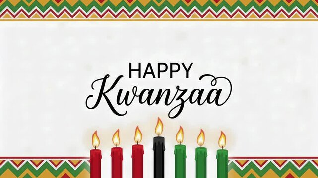 Happy Kwanzaa celebration holiday greeting motion graphic background with burning candles
