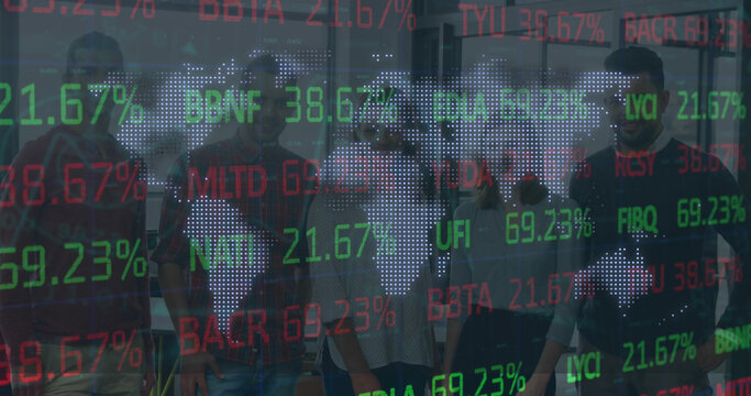 Image of financial data processing over dark background
