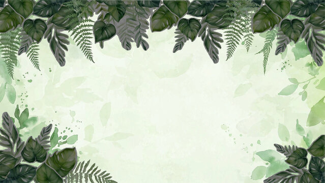 Fern leaves pattern on textured fabric background