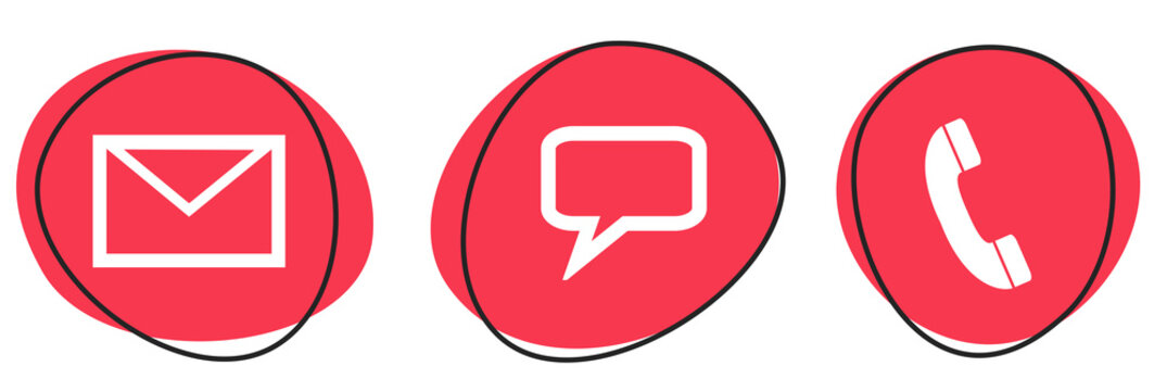 3 rote Kontakt Icons - Button Banner