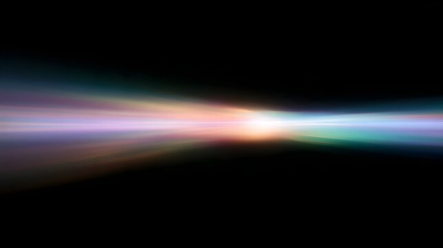 Soft rainbow light leak overlay with long horizontal beam