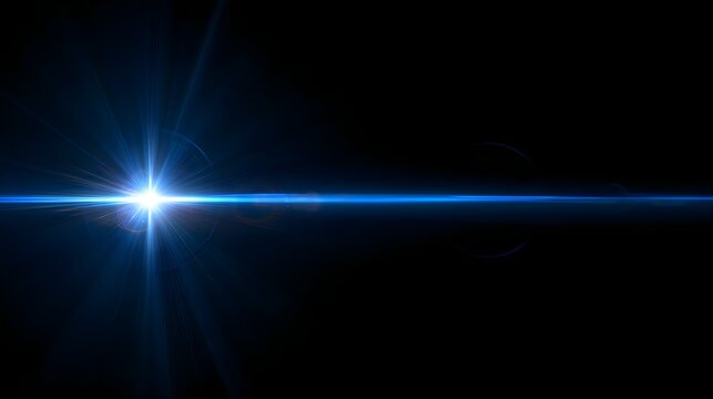 Blue light flare effect on black background