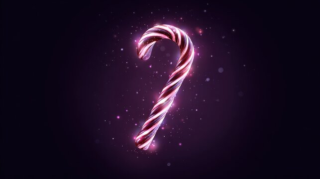 Christmas Candy Cane Sparkle. A festive candy cane with shimmering lights and bokeh effects, evoking holiday cheer and winter magic