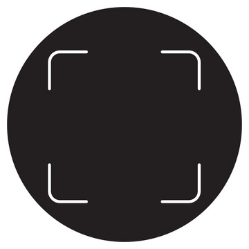 Minimalist Full Screen Focus Viewfinder Icon Vector, Black Circle Camera Focus Frame Symbol, Modern User Interface Target Button