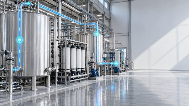 AI Managed Closed Loop Industrial Water Recycling System in Modern Factory
